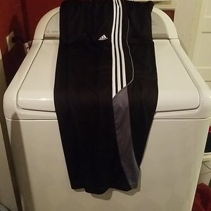 Adidas black striped polyester track pants sz XL